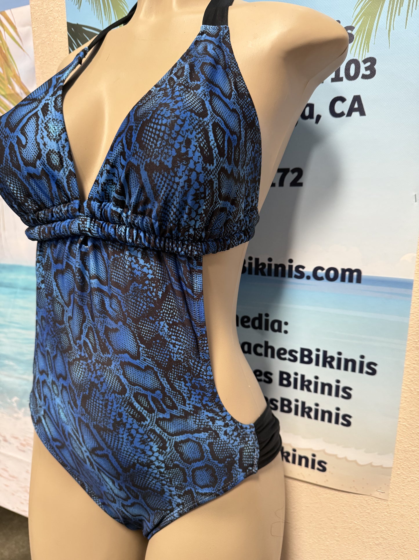 Newport Monokini Blue Black Snakeskin