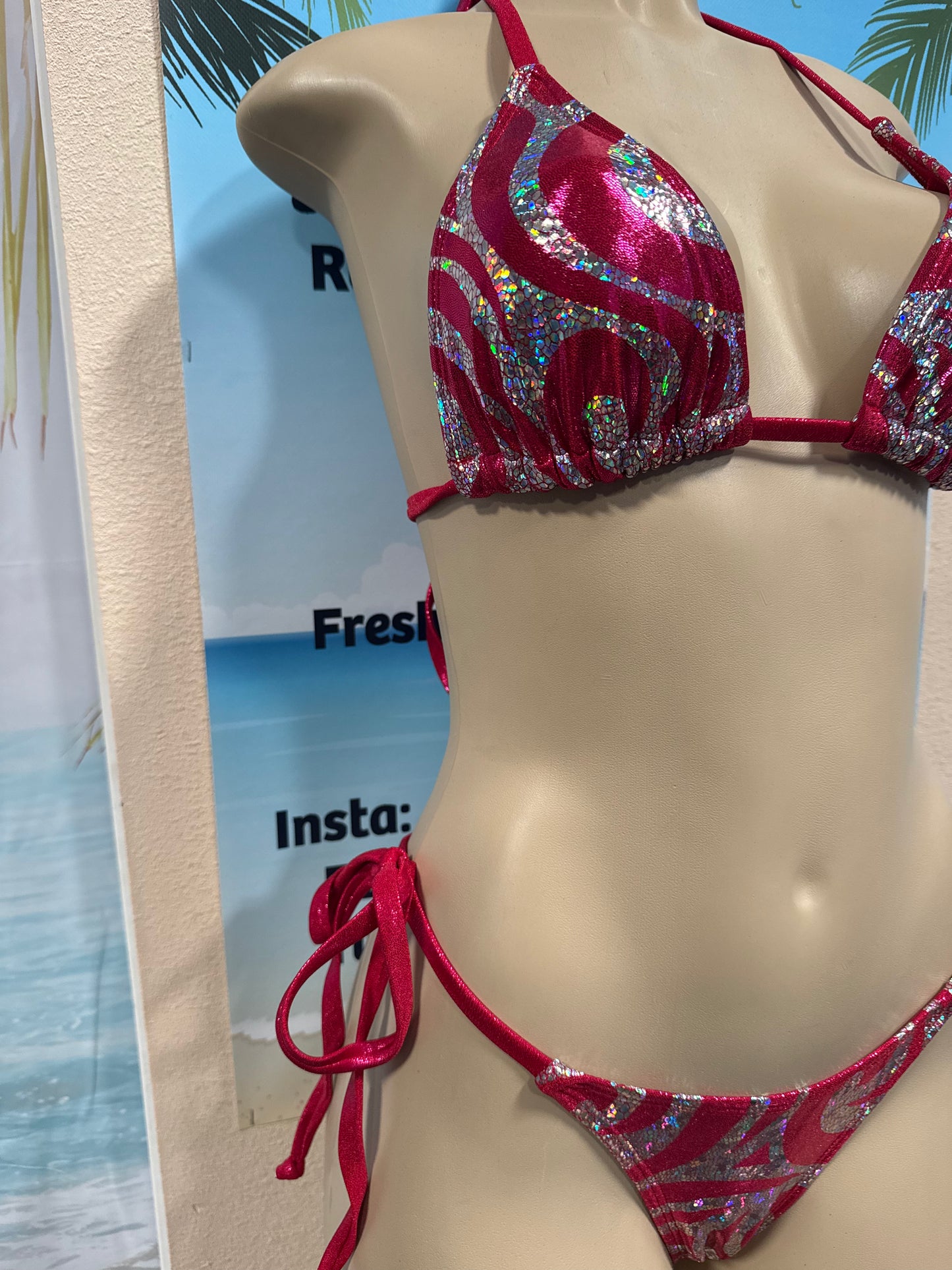 Islander Rio Tie Side Bottoms in Pinky Red Swirl