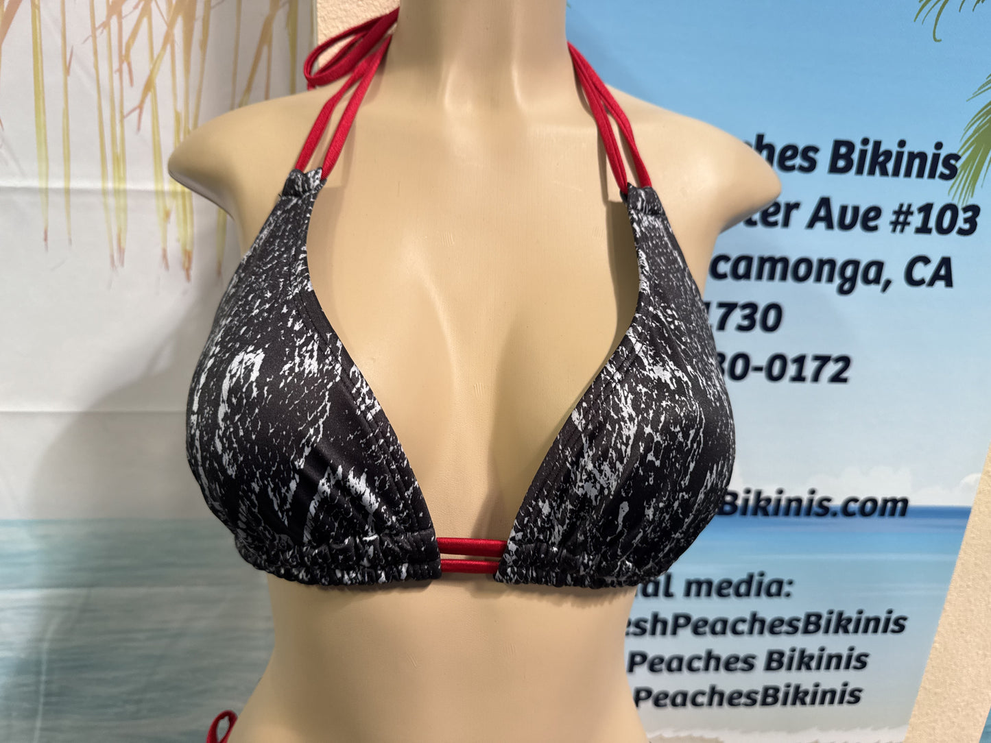 Lolita Double String Top in Black Grey Mamba Snakeskin