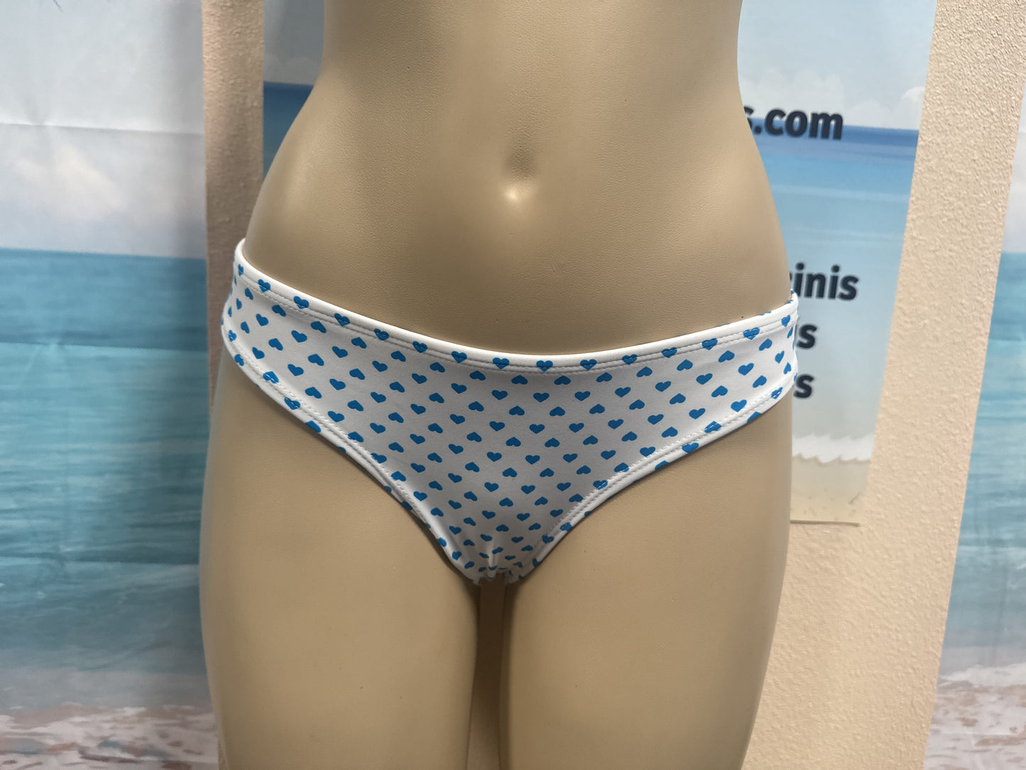 Tonga Bikini Bottoms White Turquoise Hearts