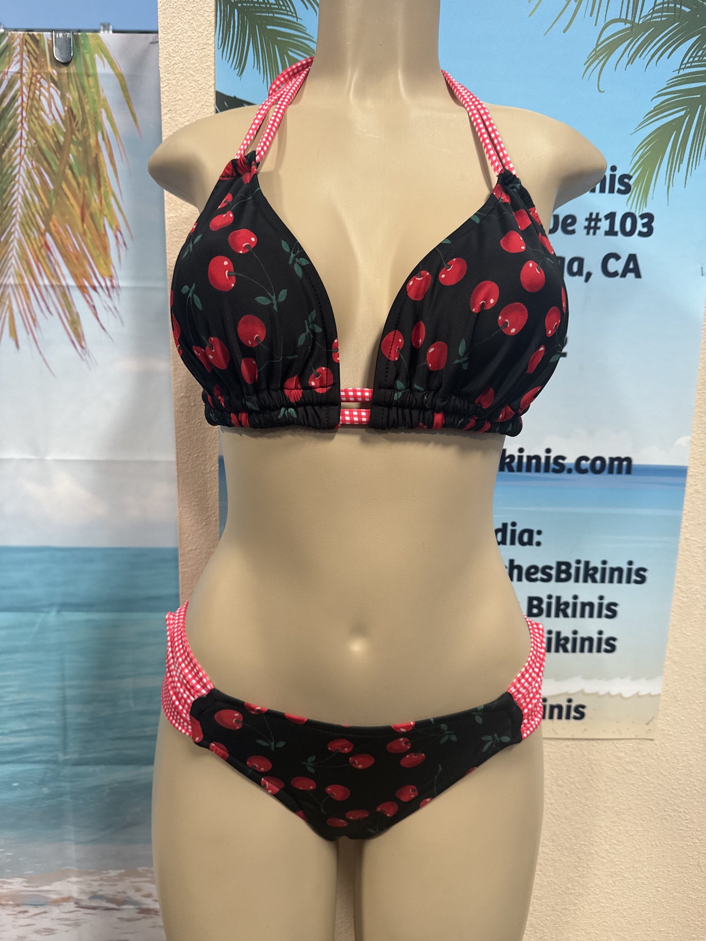 Lolita Double String Bikini Top Black Cherry
