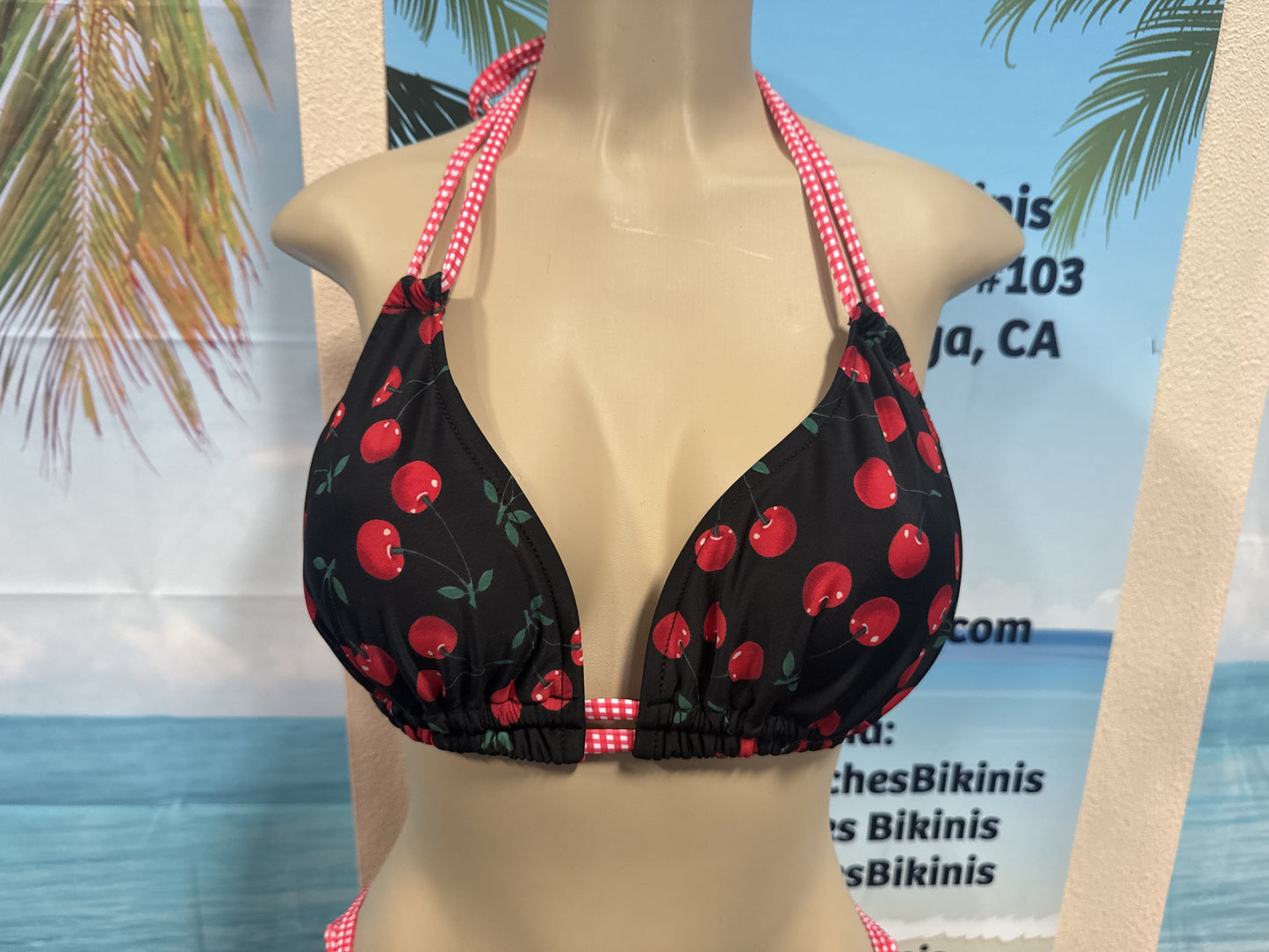 Lolita Double String Bikini Top Black Cherry