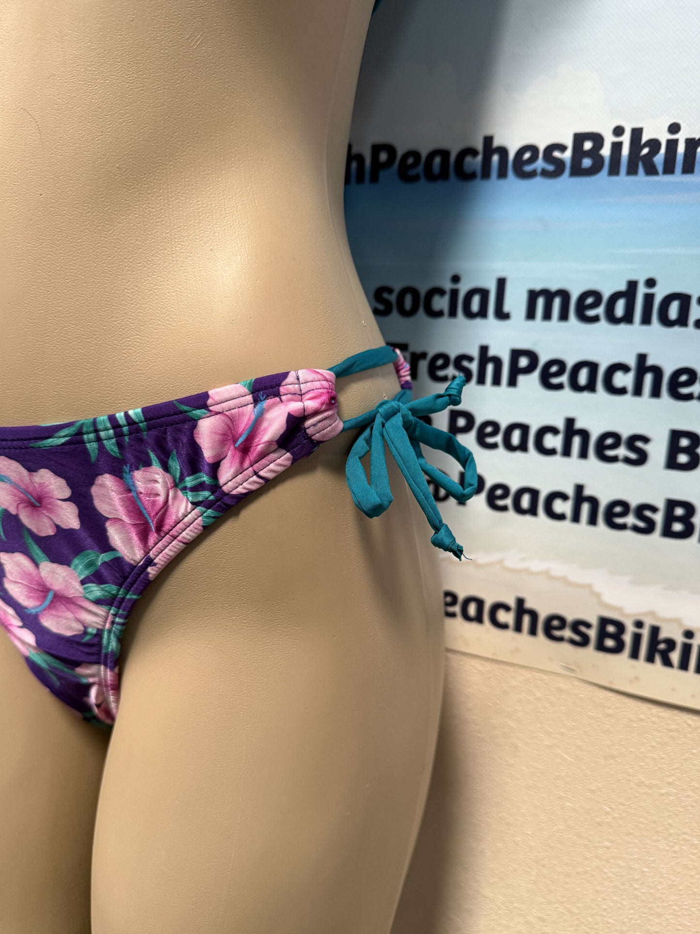 Thong To Tie Bottoms Plum Plumeria