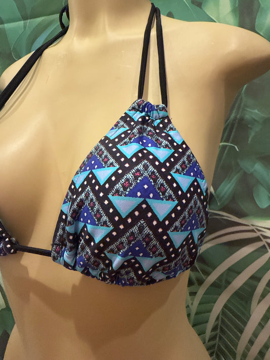 SALE Layla Triangle Top Blue Black Zig Zag