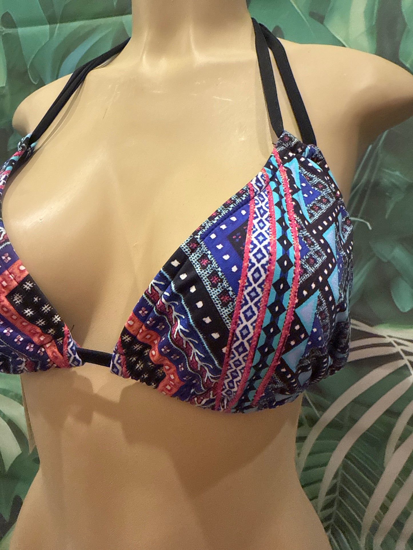 SALE Layla Triangle Top Blue Black Zig Zag