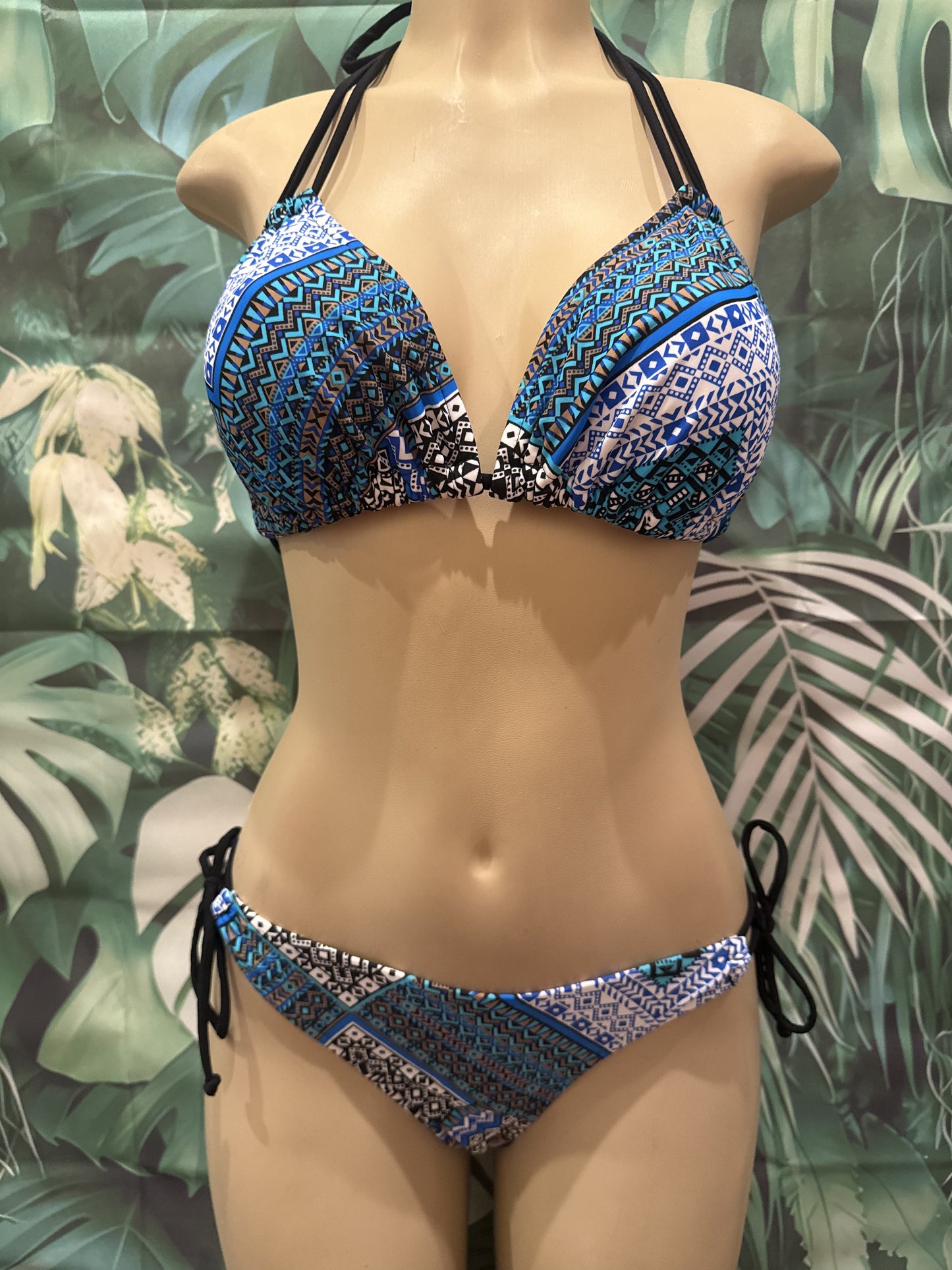 SALE Cabo Tie Side Bottoms Blue Black Tribal