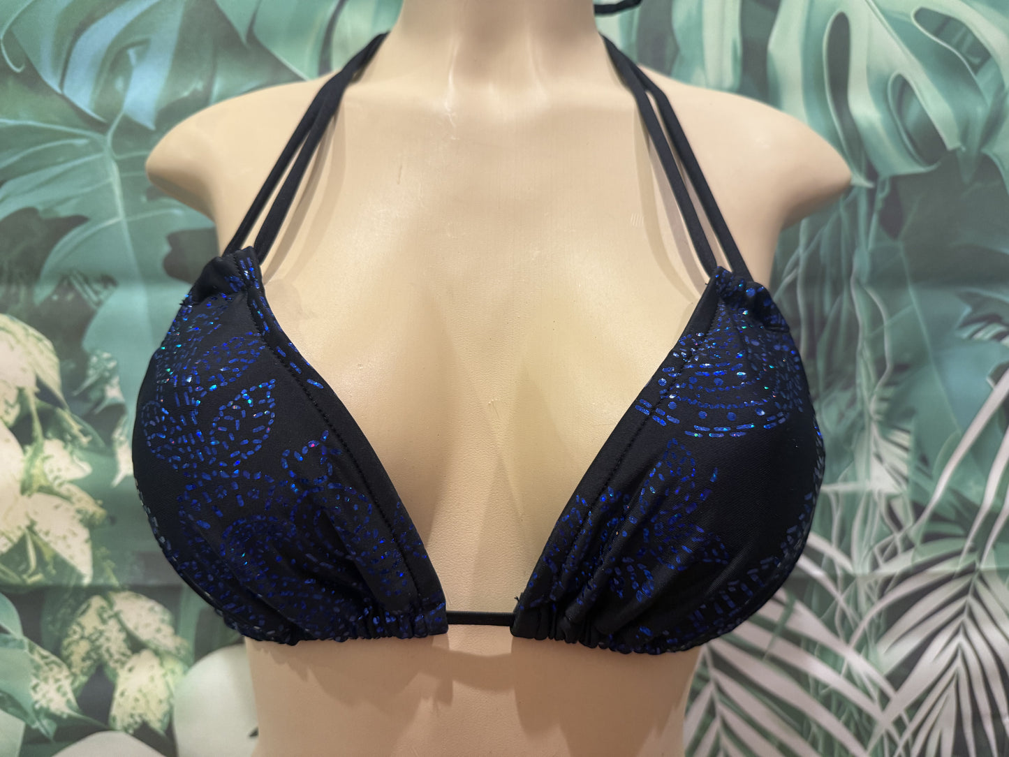 Layla Triangle Top Black Blue Paisley Metallic