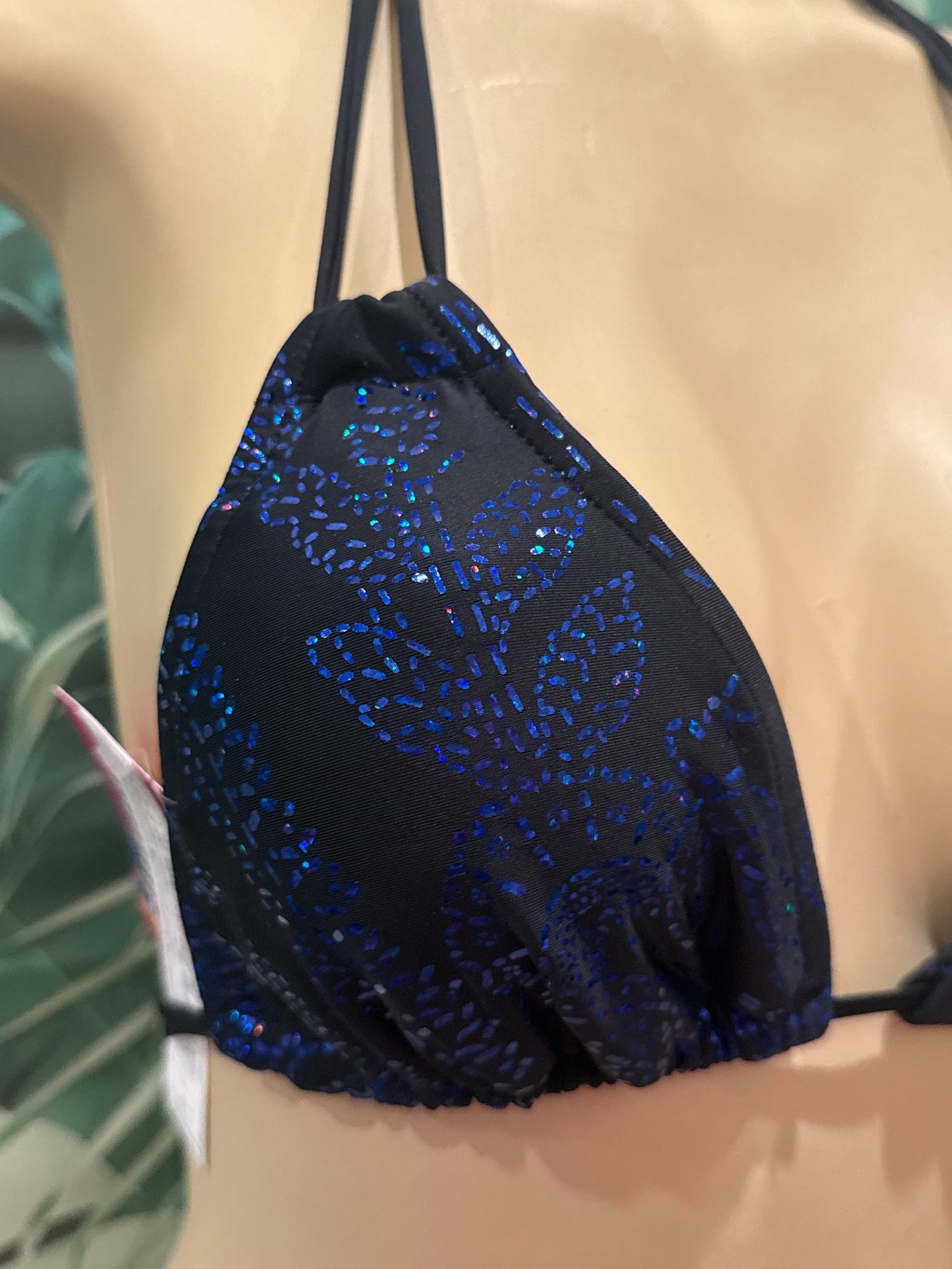 Layla Triangle Top Black Blue Paisley Metallic