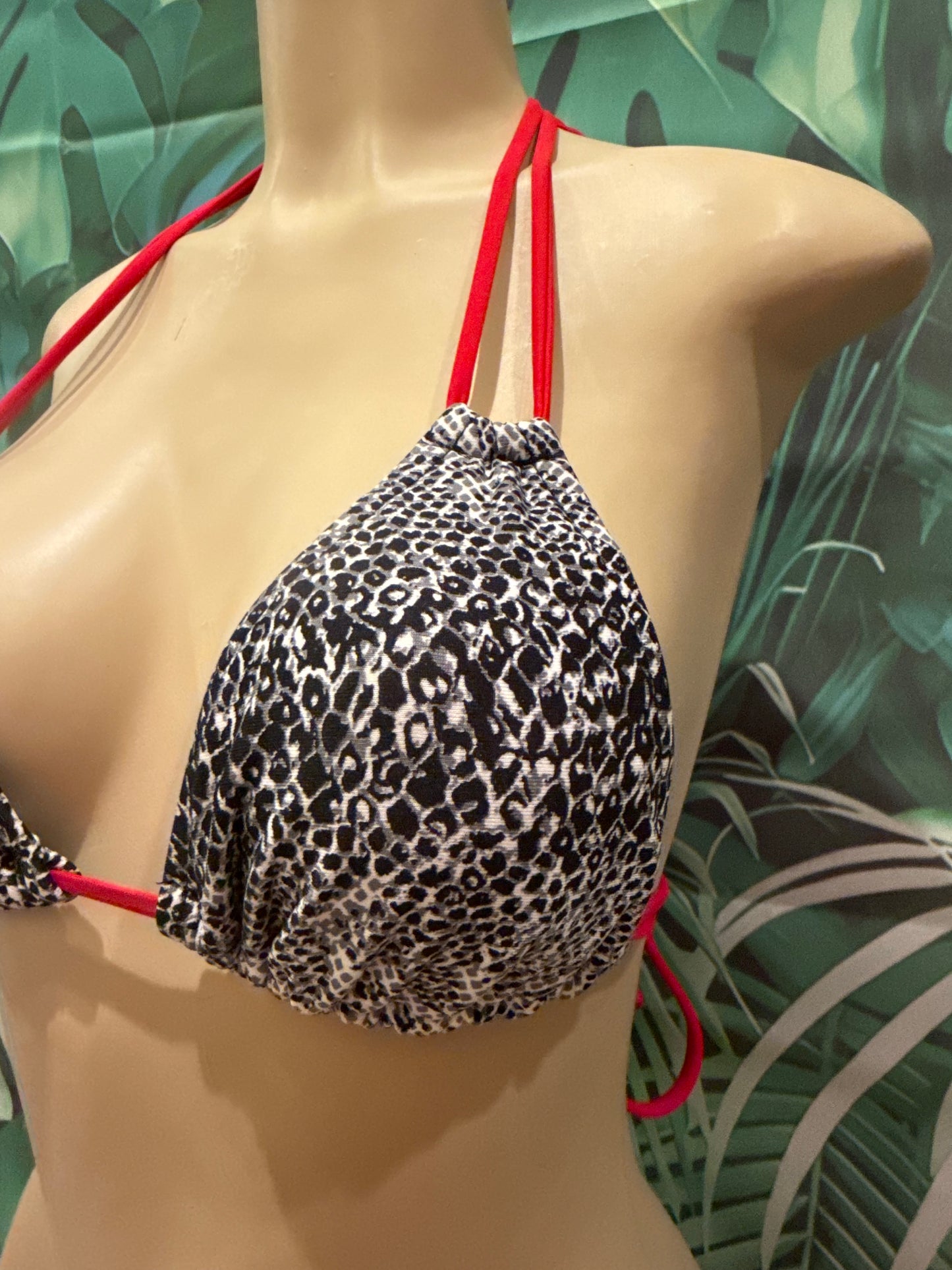 SALE Layla Triangle Top Black White Snake Red Ties