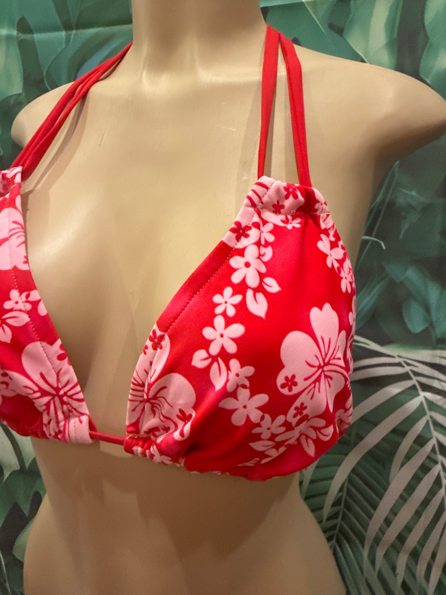 SALE Layla Triangle Top Red Pink Hibiscus