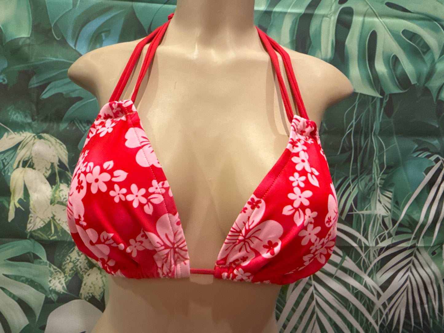 SALE Layla Triangle Top Red Pink Hibiscus
