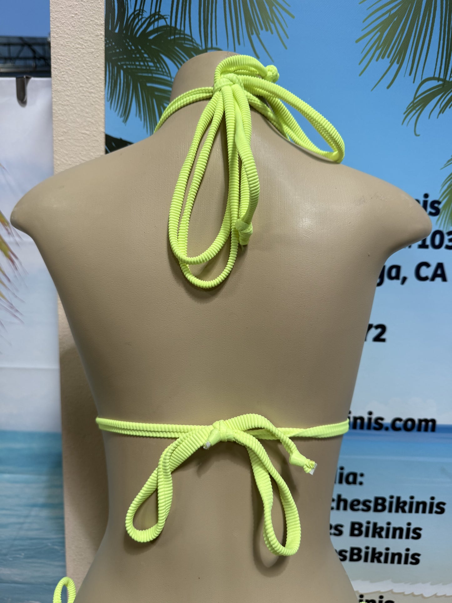 Layla Triangle Top Neon Yellow Ribbed