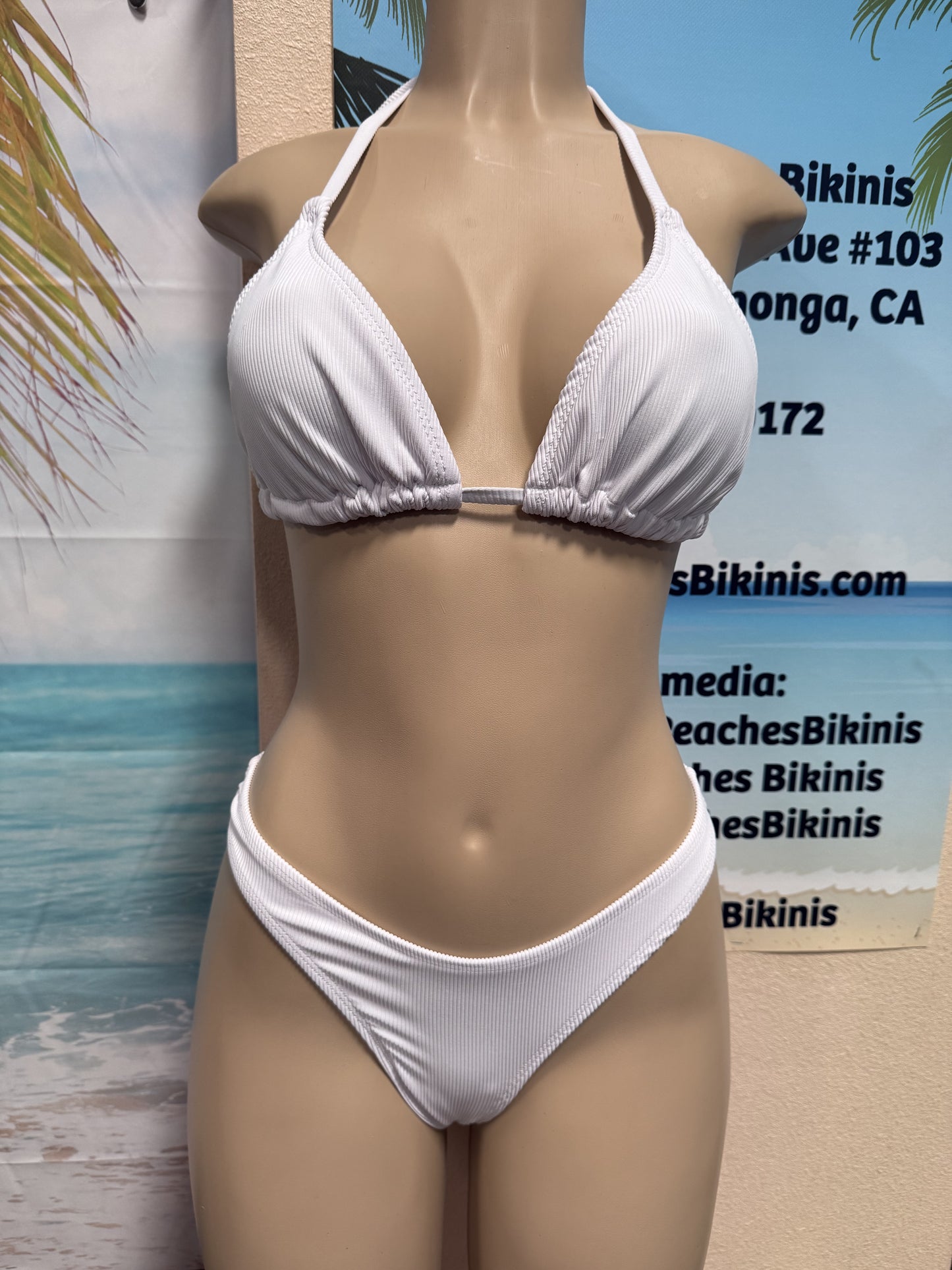 Lyla Triangle Top White Ribbed
