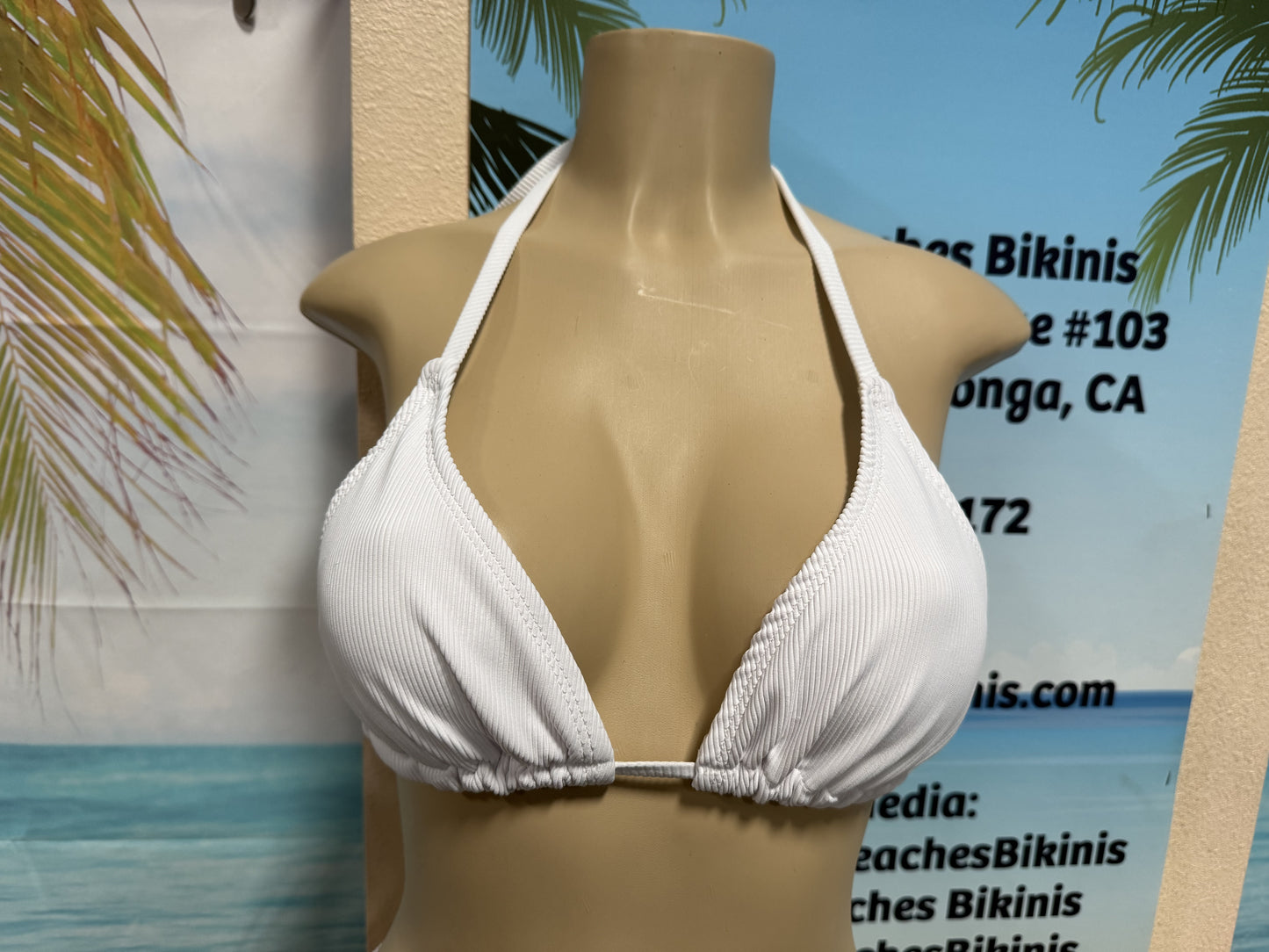 Lyla Triangle Top White Ribbed