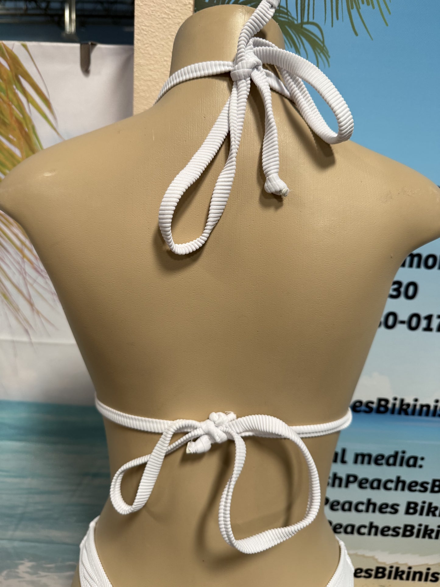 Lyla Triangle Top White Ribbed