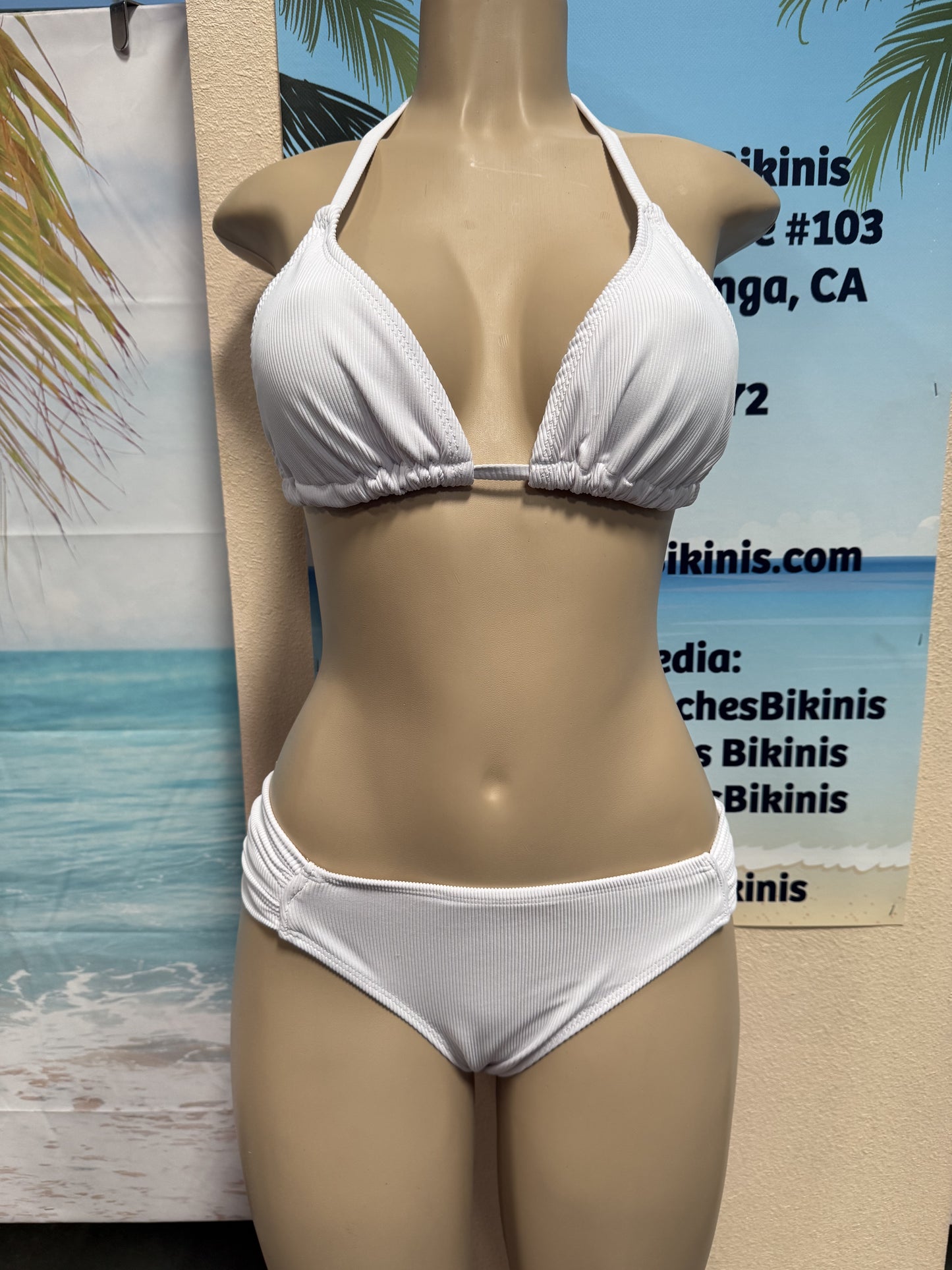 Paradise Bikini Bottoms White Ribbed