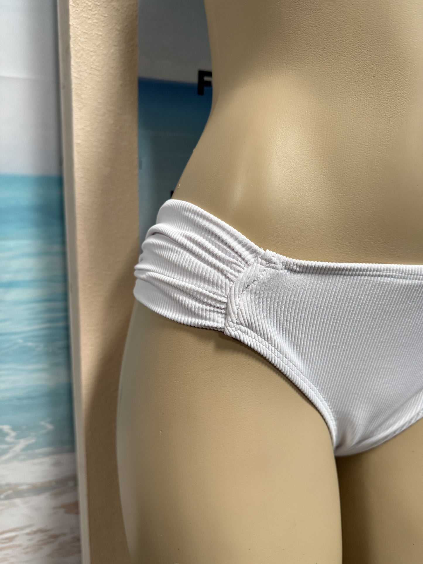 Paradise Bikini Bottoms White Ribbed