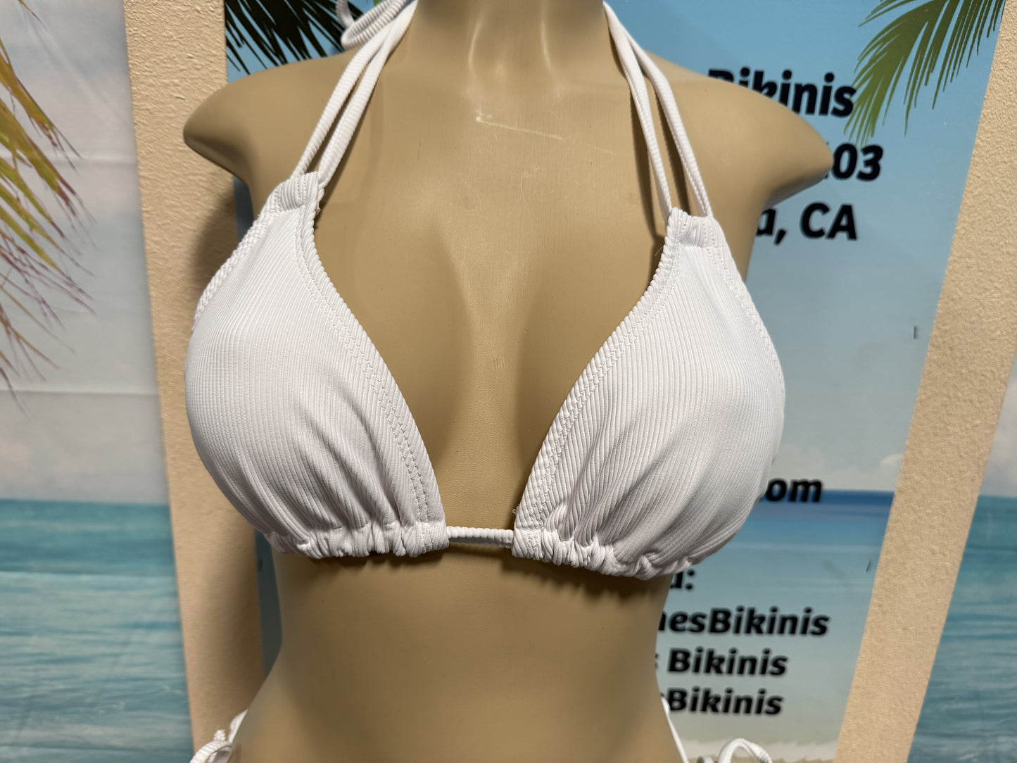Layla Triangle Top White Ribbed
