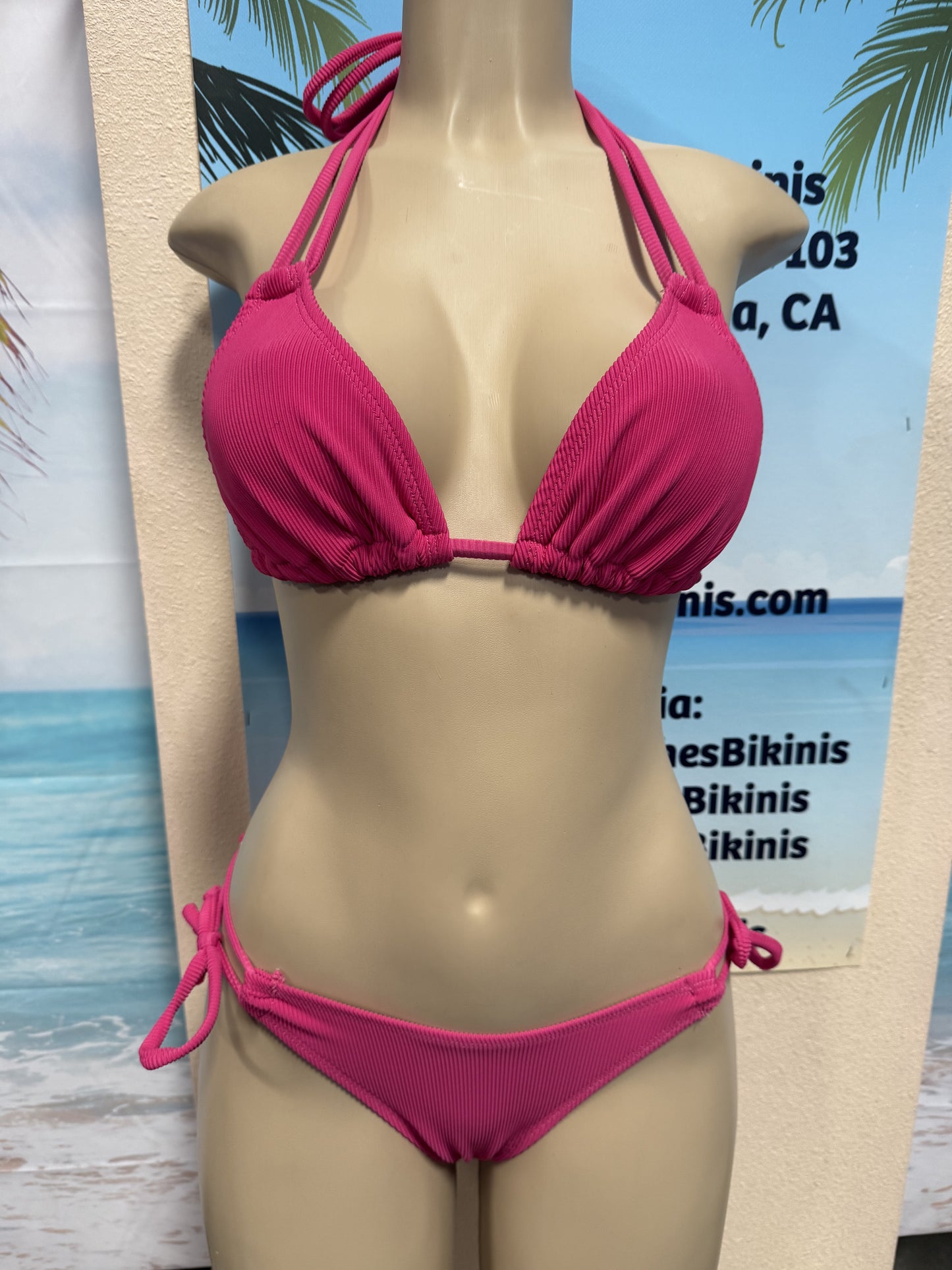 Layla Triangle Top Cherry Blossom Pink Ribbed