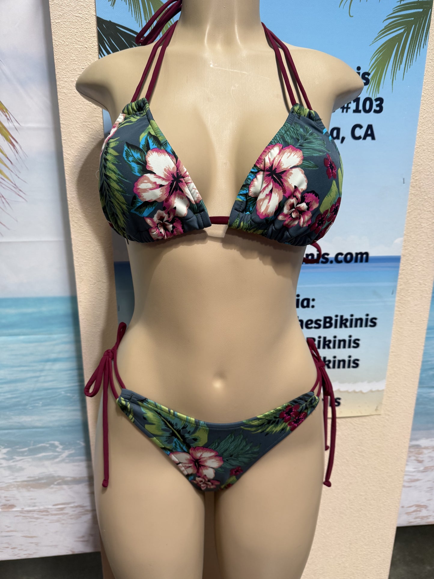 Layla Triangle Top Olive and Wine Tropical