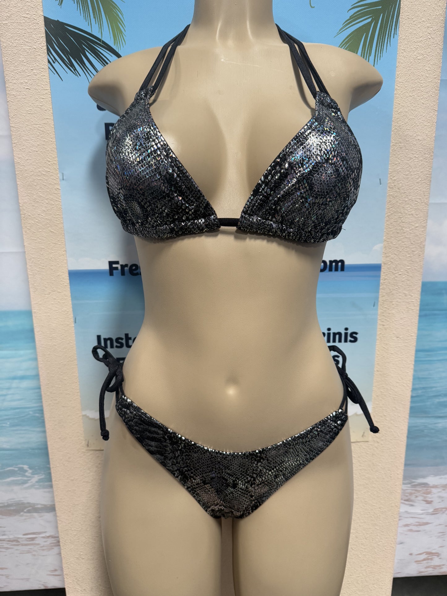 Cabo Tie Side Bottoms Black Rainbow Cobra