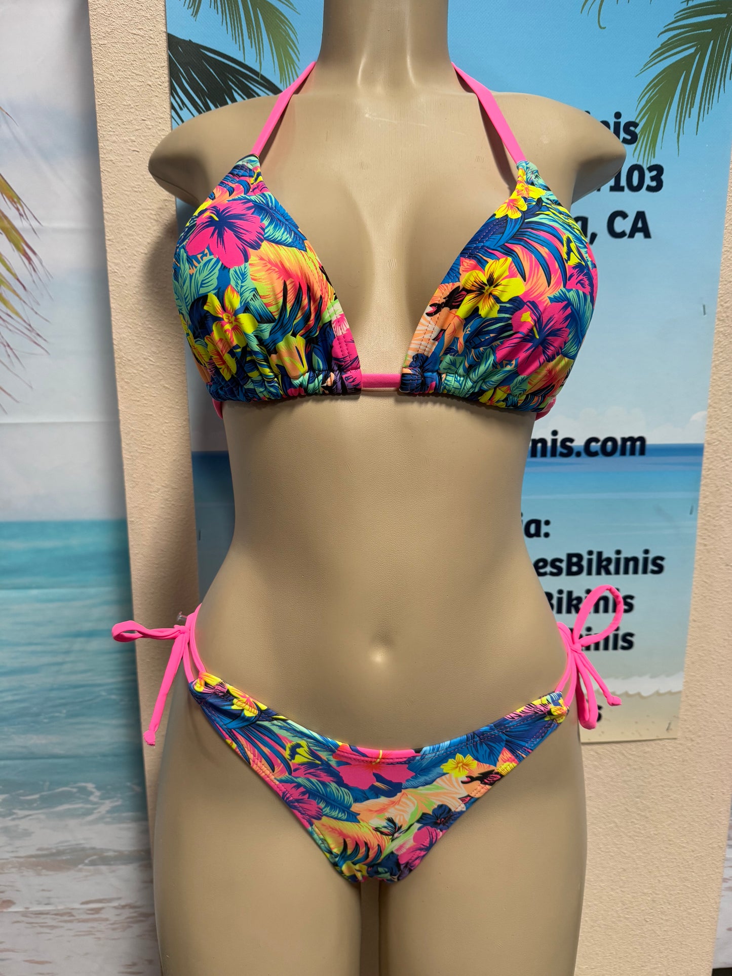 Cabo Tie Side Bottoms Neon Luau