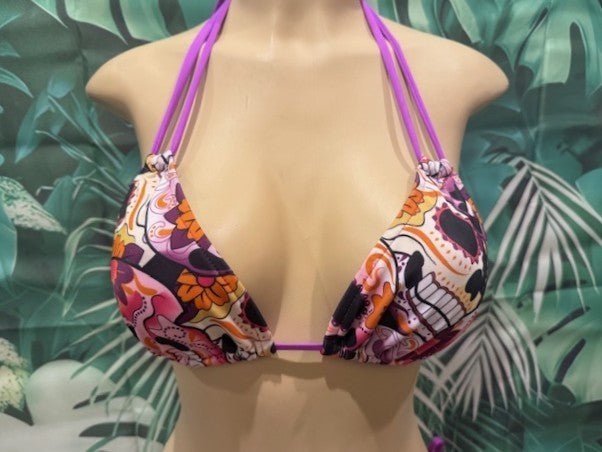 Layla Triangle Top Purple Sugar Skulls