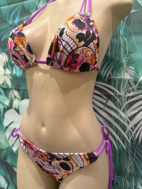 Layla Triangle Top Purple Sugar Skulls