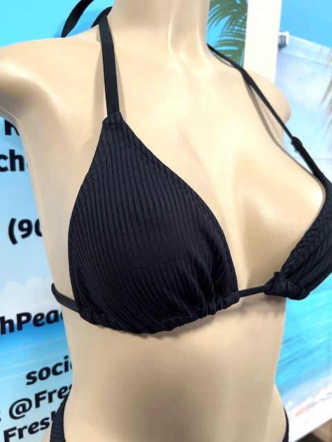 Lyla Triangle Top Black Ribbed