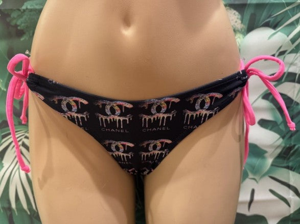 Cabo Tie Side Bottoms Dripping CC Black Pink