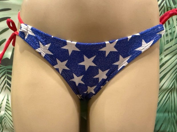 SALE Cabo Tie Side Bottoms Patriotic Stars METALLIC