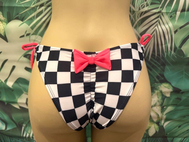 Cabo Tie Side Bottoms Nascar Flag with Electric Coral Bow