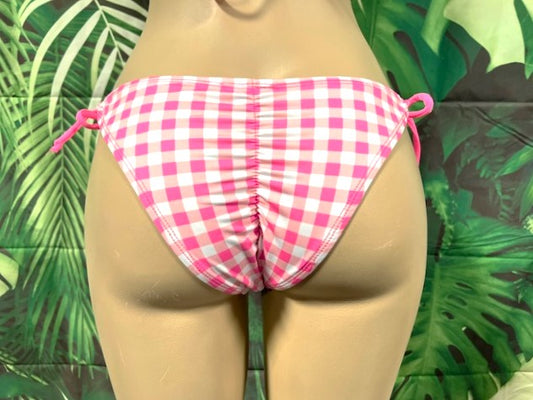 Cabo Tie Side Bottoms Pink Cowgirl Gingham