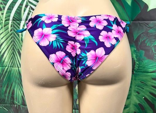 Cabo Tie Side Bottoms Plum Plumeria