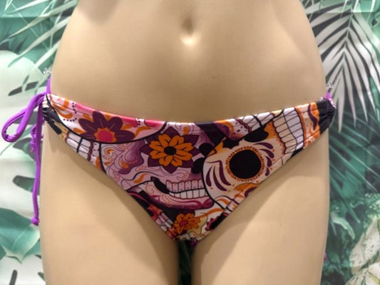 Cabo Tie Side Bottoms Purple Sugar Skulls