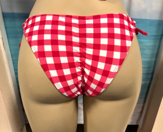 Cabo Tie Side Bottoms Red Cowgirl Gingham