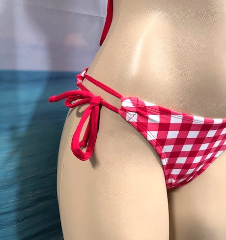 Cabo Tie Side Bottoms Red Cowgirl Gingham