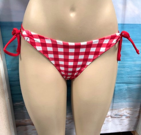 Cabo Tie Side Bottoms Red Cowgirl Gingham