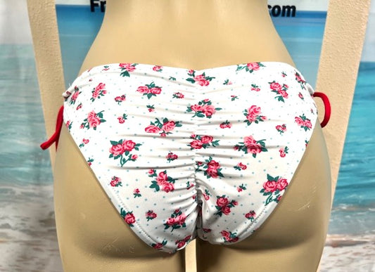 Cabo Tie Side Bottoms Little Red Roses