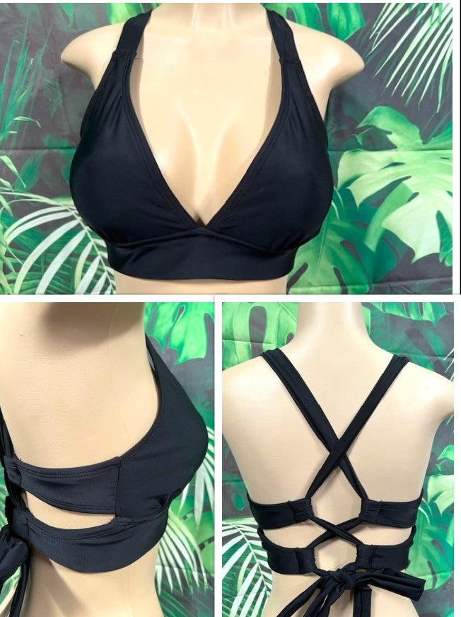 Diva Halter Bikini Top Solid Black