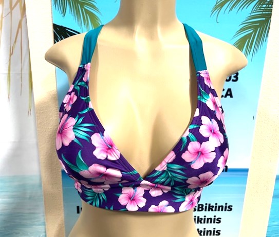 Diva Halter Bikini Top Plum Plumeria