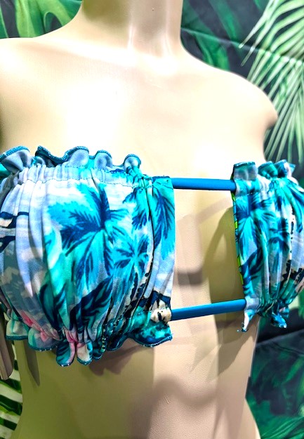 Ella Reversible Ruffle Top Teal Palms