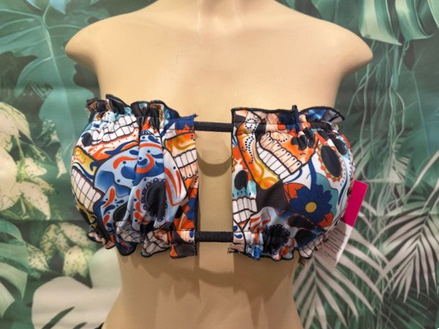 Ella Reversible Ruffle Blue Sugar Skulls