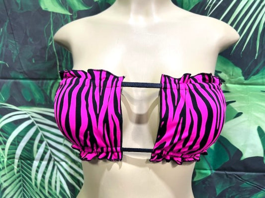 Ella Reversible Ruffle Top Pink Black Zebra Stripes