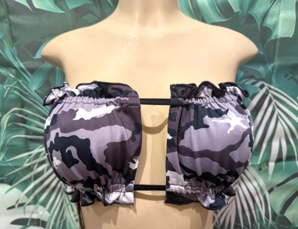 Ella Reversible Ruffle Top Snow Camo