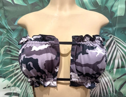 Ella Reversible Ruffle Top Snow Camo