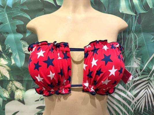 SALE Ella Reversible Ruffle Top Patriot Red Stars