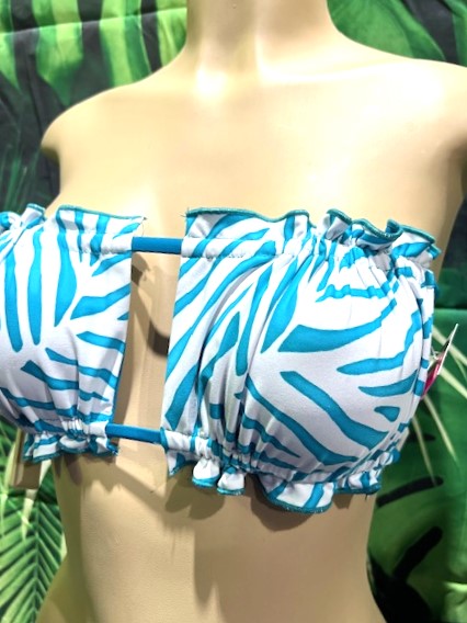 Ella Reversible Ruffle Top Turquoise White Zebra