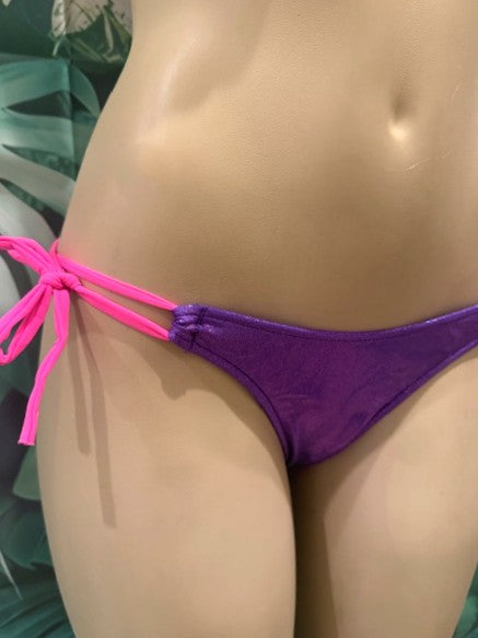 Fever Tie Side Bottoms Cosmic Violet with Neon Pink Ties