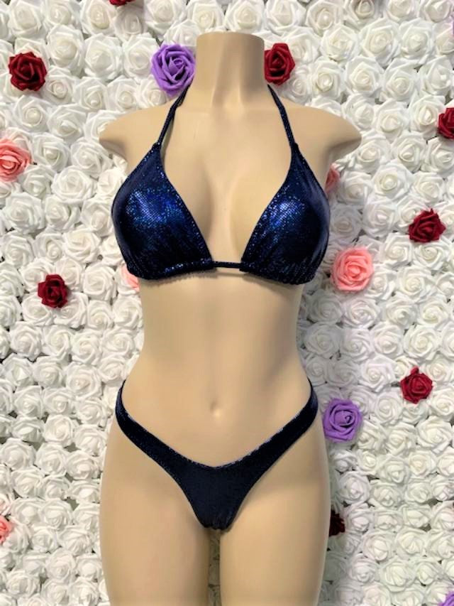 Lyla Triangle Top Sapphire Black Glitter Hologram